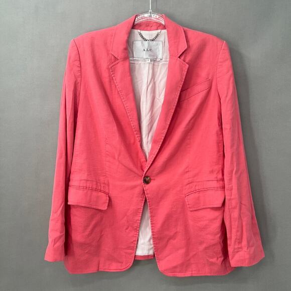 A.L.C. Donovan Linen Blend Blazer Womens 8 Career Preppy Minimalist Pastel Chic - Picture 4 of 7